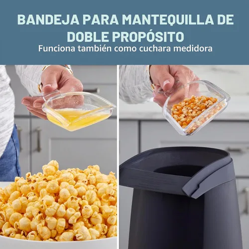 Vista 4 de West Bend Air Crazy - Máquina para hacer palomitas de maíz de aire caliente, 4 cuartos de galón, sin aceite, para aperitivos más saludables Negro