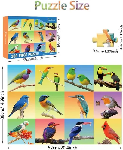 Vista 5 de Rompecabezas de 300 piezas para adultos, adolescentes y niños, idea de regalo feliz para la familia, pájaros de animales