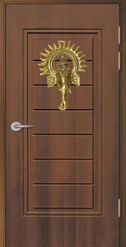 Vista 3 de Purpledip Colgante de pared de metal Surya Ganesha: Ganapathi o placa Vinayaka (12190)