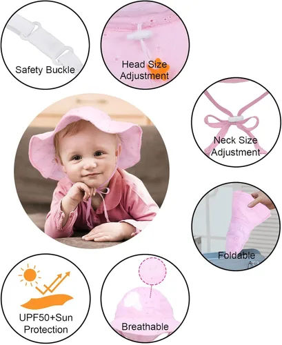 Vista 51 de SimpliKids Sombrero de sol para bebé de ala ancha con protección solar UPF 50+ UV Ray