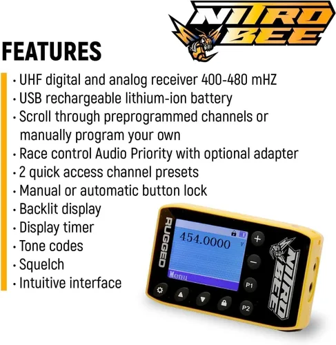 Vista 4 de Rugged Radios Nitro Bee (receptor de carreras, receptor de carrera)