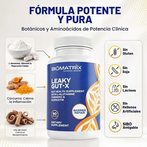 Vista 3 de BioMatrix Suplemento de reparación intestinal con fugas, glutamina, soporte