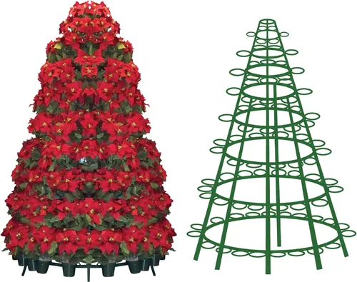 Vista 7 de Creative Displays - Estante redondo completo para árbol de Pascua de 106 FB, marco vertical independiente de jardín, ideal para flores de Pascua