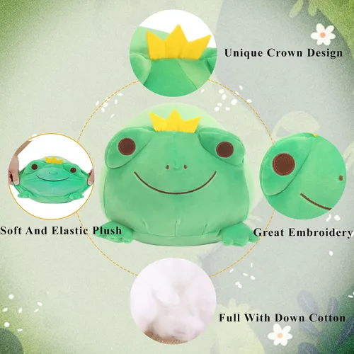 Vista 2 de Animal de peluche de rana súper suave, linda almohada de rana para acurrucar, adorable juguete de peluche de rana, regalo para niños pequeños, niñas