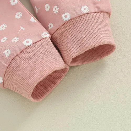 Vista 7 de Ropa para bebé recién nacida, atuendo de margaritas, camiseta de manga larga, pantalones, ropa de otoño e invierno