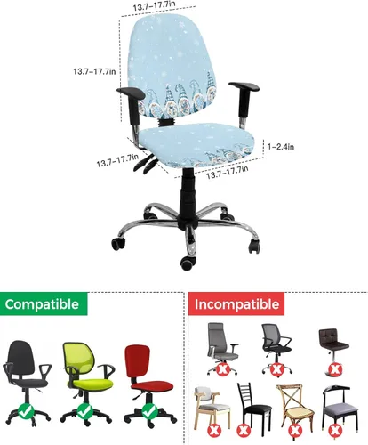 Vista 4 de Funda para silla de oficina de Navidad, funda elástica para asiento de silla de computadora, funda para respaldo, elástica, giratoria, cojín