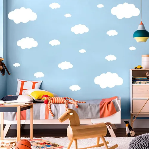 Vista 4 de Nubes blancas para decoración de pared de techo, calcomanías de nubes extraíbles para guardería, dormitorio, sala de estar, calcomanía decorativa