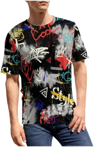Vista 4 de Camiseta retro de los años 80 y 90 para hombre, camisas grandes y altas de hip hop, camisas de manga corta para hombre