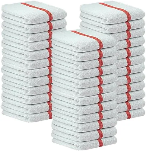 Vista 3 de Bar Mop Azul y Oro Rayado 10 lbs 16x19 Paquete de 60, 100% Algodón Cosido Doble Listo para Uso en Ruta Toallas de Cocina Absorbentes Toallas