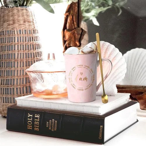 Vista 3 de YHRJWN - Regalos cristianos para mujeres, regalos católicos para mujer, taza de café I Am, regalos religiosos inspiradores espirituales