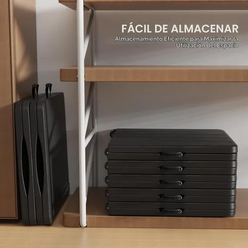 Vista 6 de Vingli - Mesa plegable de 4 pies de plástico para camping, altura ajustable en 3 niveles, portátil para interiores/exteriores, mesa de fiesta Negro