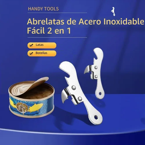 Vista 2 de NACOLUS Abrelatas manual de acero inoxidable para acampar, abrebotellas portátil (2 piezas)