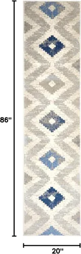 Vista 3 de Home Dynamix Melrose Maritza - Alfombra de pasillo, 2 x 7 pies, azul/marfil