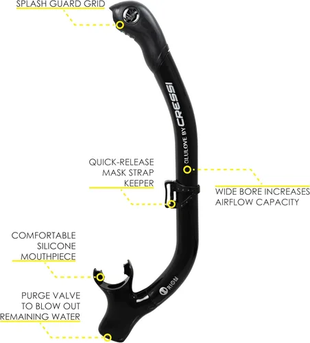 Vista 3 de Cressi - Juego de snorkel para adulto en silicona cómoda y pura, máscara y snorkel semiseco Ikarus & Orion