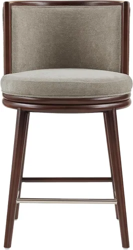 Vista 19 de Manhattan Comfort Taburete tapizado de madera moderno Evalyn Crema
