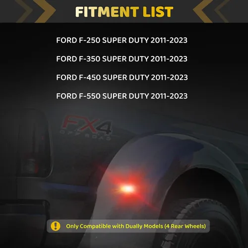 Vista 3 de Juego de luces LED para guardabarros de cama Dually con lente ahumada, compatible con Super Duty F250 F350 F450 F550 de 2011-2022, conexión