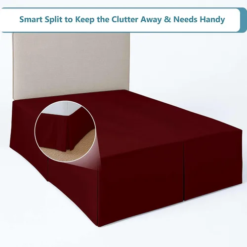 Vista 6 de Falda de cama plisada Full XL para dormitorio, fácil ajuste con caída entallada de 8 pulgadas, microfibra sin arrugas, ligera, aspecto clásico