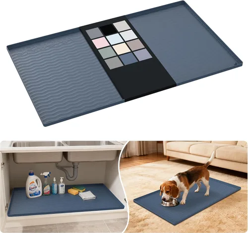 Vista 40 de URMONA - Tapete de silicona impermeable para debajo del fregadero, 16 x 10 Beige