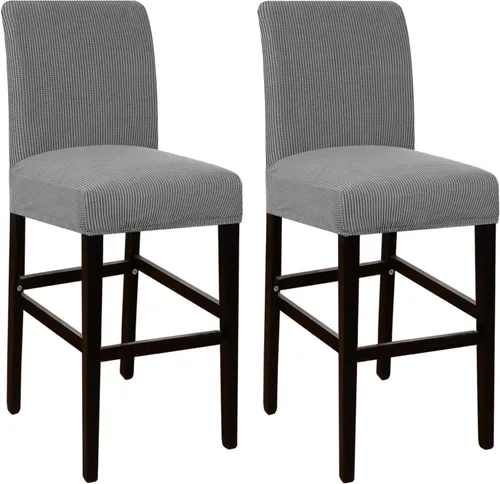 Vista 13 de Flamingo P Fundas de taburete para sillas de comedor, fundas de asiento de tela jacquard elástica con parte inferior elástica extraíble, juego de 2