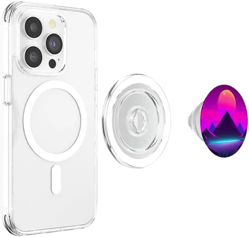 Vista 4 de PopSockets MagSafe PopGrip Retrowave Vaporwave Synthwave de los años 80 para iPhone