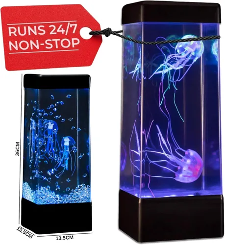 Vista 2 de JINX LUMINOUS JELLYFISH Lámpara grande de alta calidad – Luz LED de 14 pulgadas para acuario con medusas flotantes realistas – Alternativa