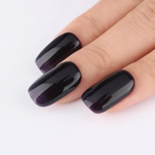 Vista 4 de Esmalte de uñas en gel color púrpura oscuro de medianoche - 15ml de esmalte de uñas en gel Jelly color morado negro, color traslúcido