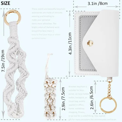 Vista 117 de BIHRTC Llavero de pulsera boho con soporte para lápiz labial, pulsera hecha a mano