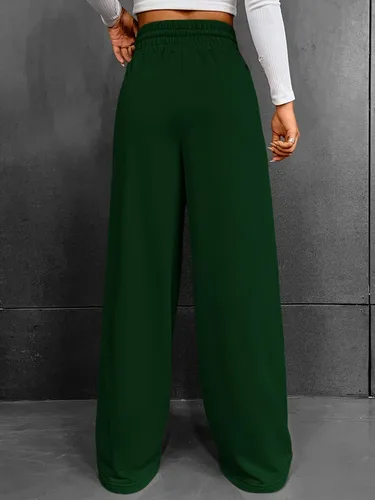 Vista 2 de SOLY HUX Pantalones largos de pierna ancha con cordón y cordón para mujer