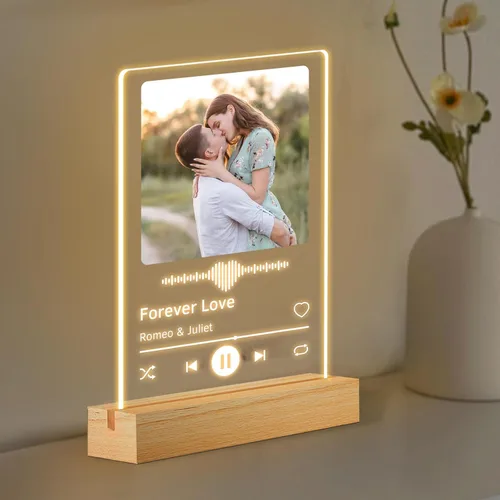Vista 3 de Marcos de Foto Personalizados de Placa de Spotify, Marco de Foto de Portada de Canción de Acrílico Personalizado, Regalos Personalizados para Novia