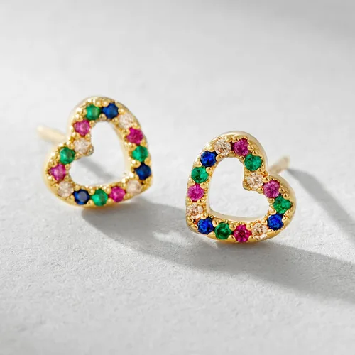Vista 4 de SWEETV Aretes de plata de ley 925 para mujer, hipoalergénicos con corazón y flores, aretes de circonita cúbica para mujer, boda, fiesta, diario