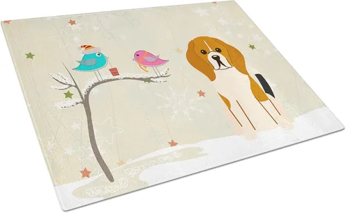 Vista 63 de Caroline's Treasures BB2513LCB - Tabla de cortar de vidrio con texto en inglés "Christmas Presents between Friends" Airedale Terrier - Tabla