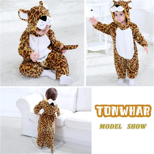 Vista 5 de TONWHAR - Mameluco con capucha, fantástico disfraz infantil de varios animales, como tigre o dinosaurio