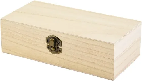 Vista 2 de Cajas de almacenamiento rectangulares de madera, caja de madera retro, caja de regalo abatible, cajas de regalo de madera rústica, para aficiones