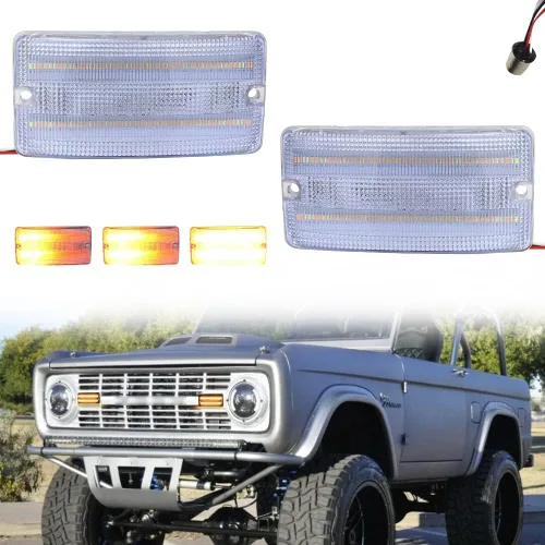 Vista 8 de Para 1969 1970 1971 1972 1973 1974 1975 1976 1977 Ford Bronco Truck Parking Parking Turn Signal Lights Carcasas ámbar Lens D1UZ-13208-A