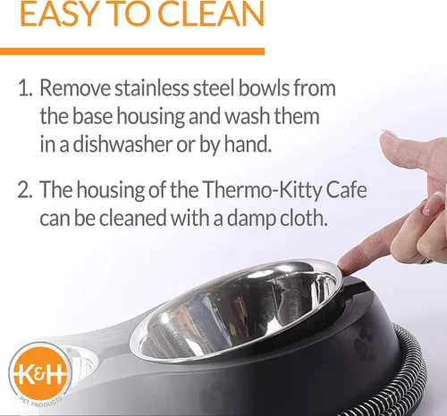 Vista 5 de K&H Pet Products Cuencos exteriores con calefacción para comida y agua de gatos, estación de alimentación Thermo-Kitty Café para gatos callejeros