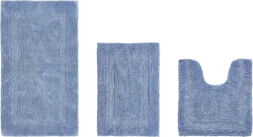 Vista 395 de Better Trends - Juego de 2 alfombras de baño 100% algodón, extra suaves, con borlas, de 17" x 24", alfombra de baño superabsorbente y reversible