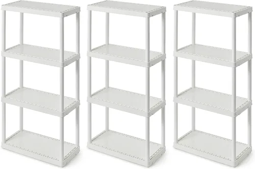 Vista 13 de Gracious Living Sistema de organización de almacenamiento de 3 estantes de altura fija, uso ligero, sólido, de 12 x 24 x 33 pulgadas, para hogar