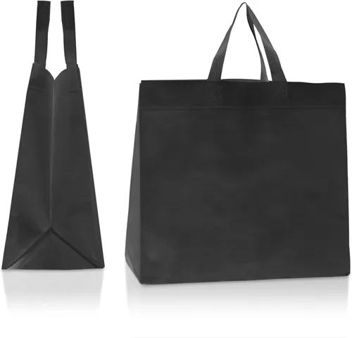 Vista 7 de Simply Cool Paquete de 200 bolsas de compras negras reutilizables ecológicas de 12.6 x 6.3 x 11.8 pulgadas, duraderas, ecológicas, reciclables