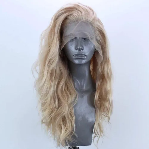 Vista 3 de Mezcla de encaje frontal sintético peluca mitad negro mitad blanco #1001 para mujeres sin pegamento largo recto pelucas de pelo sintético parte