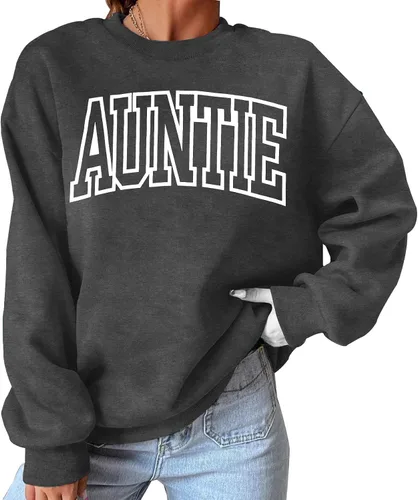 Vista 3 de Sudadera de manga larga con cuello redondo para mujer con estampado de letras de tía