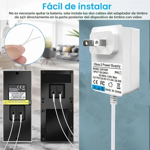 Vista 2 de Adaptador de corriente de 24 V CC, transformador de 110 V-240 V CA a CC 24 V para cable C, nido Heywell, timbre Ring Pro, timbre con cable