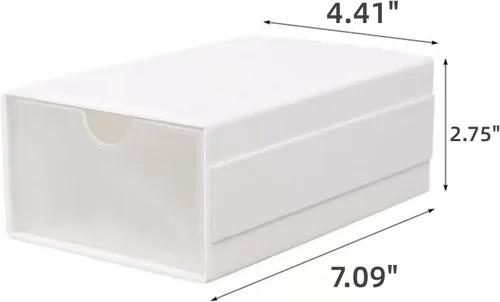 Vista 3 de Feadily Paquete de 4 cajas de almacenamiento de plástico para escritorio con cajones transparentes, se puede empalmar y combinar libremente