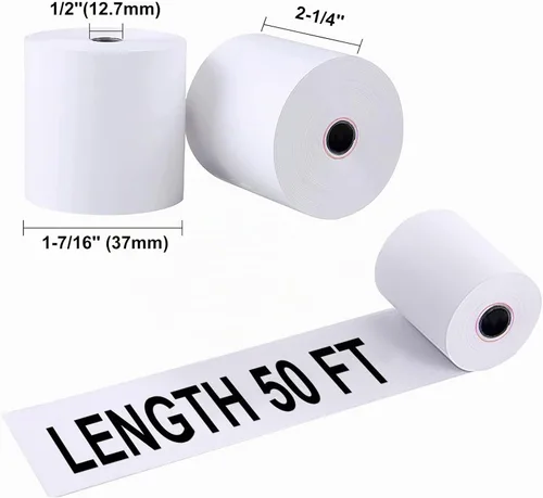 Vista 2 de Papel térmico de recibo de 2-1/4 pulgadas x 50 pies (10 rollos), se adapta a impresoras térmicas POS de 2.283 in, calidad premium, biodegradable