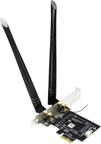 Vista 11 de GLOTRENDS Adaptador WA05 PCIe X1 para un módulo WiFi M.2 Key-E y un SSD NVMe M.2, diseño combinado 2 en 1