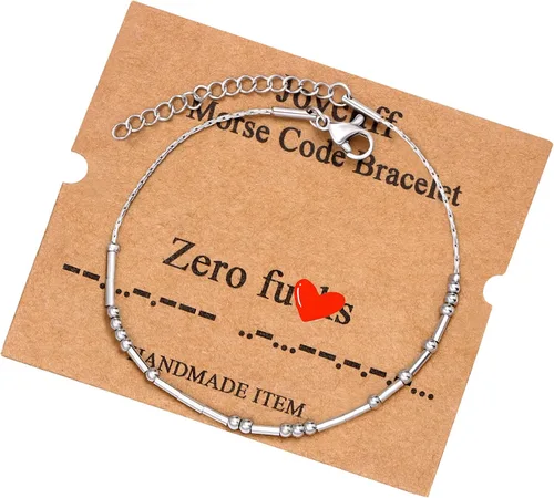 Vista 71 de JoycuFF Pulseras inspiradoras de código morse para mujeres, cuentas de plata, joyería con mantra de motivación, regalos para ella