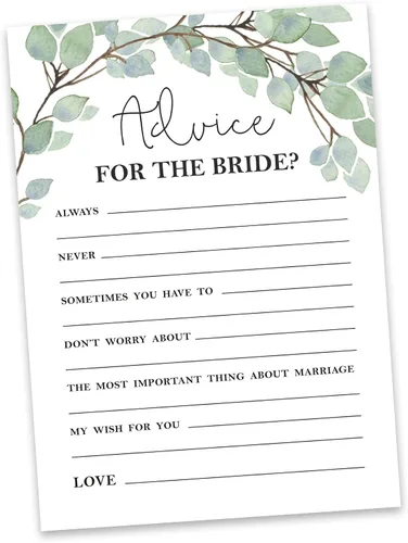 Vista 2 de Juego de 50 tarjetas de actividades de juego Greenery Mad Libs Consejos para la novia