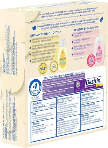 Vista 7 de Johnson's Baby Care Essentials - Juego de regalo, loción corporal y pasta de óxido de zinc para la piel delicada del bebé, paquete económico
