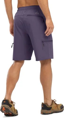 Vista 2 de TBMPOY Pantalones cortos de senderismo para hombre con 5 bolsillos con cremallera, 9 pulgadas, ligeros, para exteriores, trabajo, atletismo, viajes