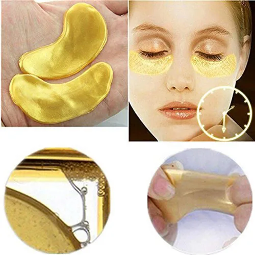 Vista 5 de Hitece por 10/20/30/50/60/80/100 pares al mayor, parche de hoja de oro de 24 Quilates, polvo gel, colágeno para ojos. Máscara anti envejecimiento