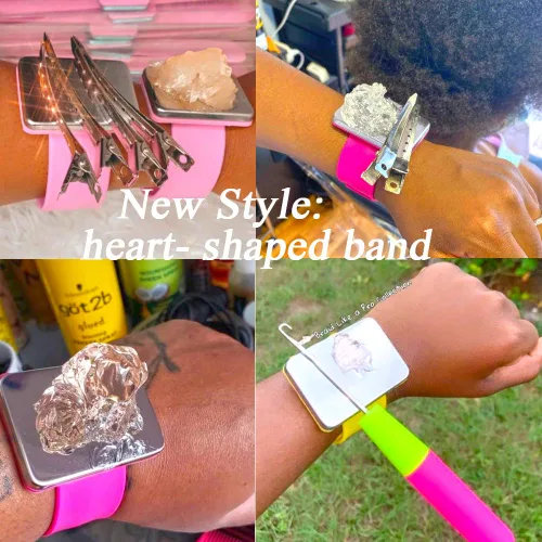 Vista 2 de Banda trenzada y peine magnético trenzado pulsera con peine de separación, pinzas para el pelo, pulsera magnética para estilista, banda de trenzado